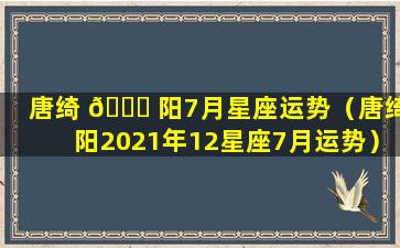 唐绮 🕊 阳7月星座运势（唐绮阳2021年12星座7月运势）